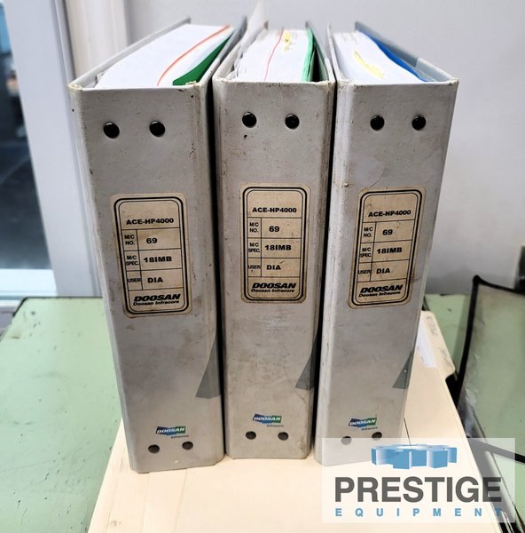 Doosan DHP-4000, X-23", Y22", Z-23", 1 Deg. Indexing, 15" x 15" Pallet, 2-APC, 60-ATC, Fanuc 18i-MB CNC, 2006, #43865