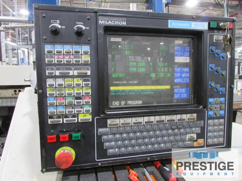 Cincinnati Avenger 250S, 23" Swing, 19" C.C, 4000 RPM, Sub Spindle, Bar Feed, Acramatic 850SX, #32335