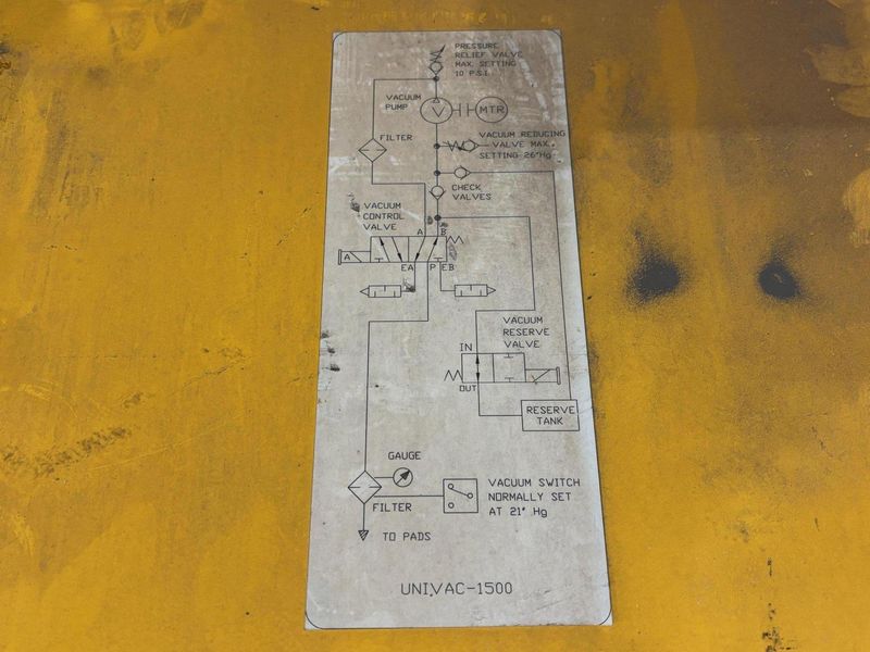10,000 LBS X 50' X 8' PERMADUR SERIAS 816 VACUUM SHEET LIFTER WITH UNIVAC 1500 GENERATOR: STOCK