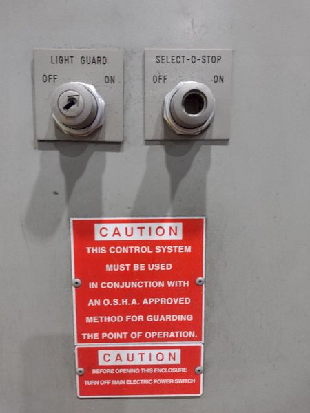 50 TON x 6' AMADA MODEL #RG50 HYDRAULIC PRESS BRAKE NC9-EX CONTROL, 1987: STOCK #19273