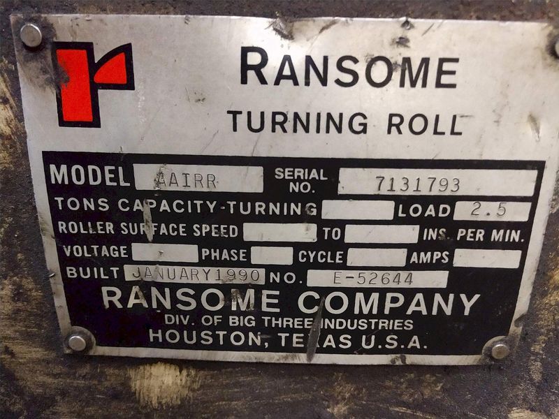(6) 2.5 TON RANSOME MODEL #AAIRR TURNING ROLLS: STOCK 14800