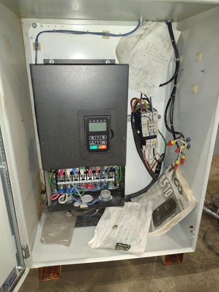 48” WIDE x 30 HP MECHANICAL IN-LINE COIL PRESS & SHEAR WITH PLC VARIABLE SPEED DRIVE: STOCK #229