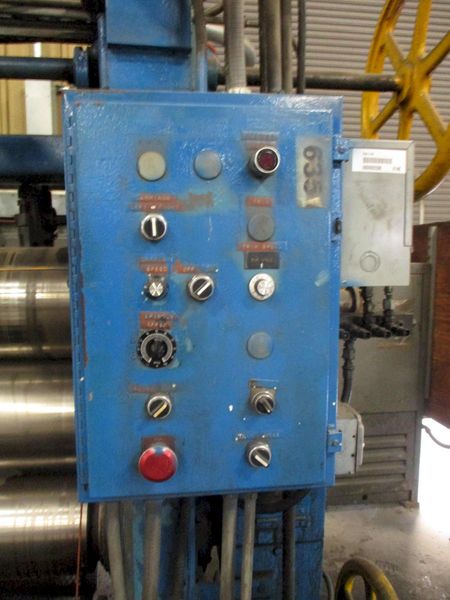 24" X 10" FARREL 4-ROLL "INVERTED L" RUBBER CALENDER ROLLING MILL WITH PAYOFF: STOCK #17226