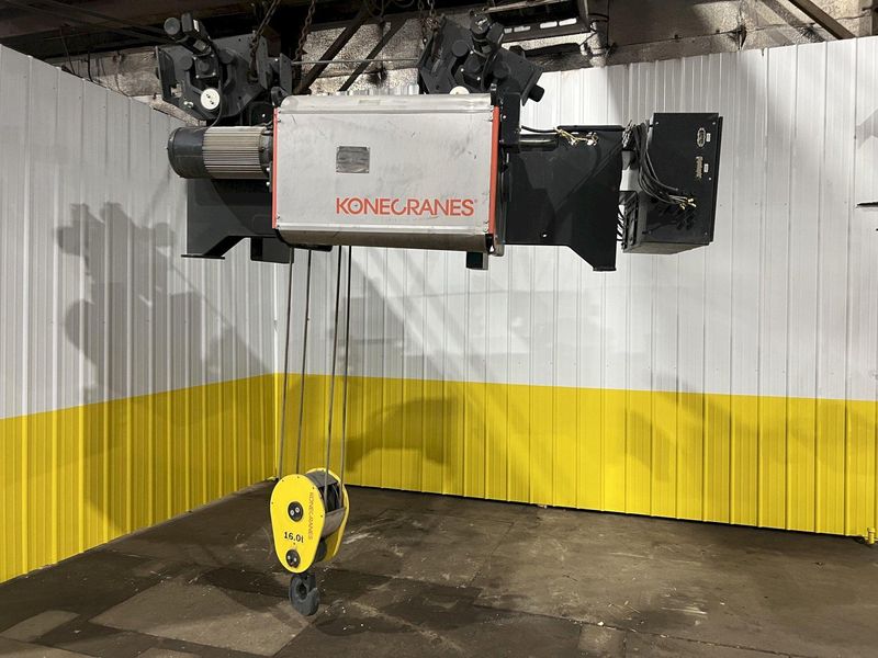 17.5 TON (2014) KONE-CRANES MODEL #CXT60410160P75GGN0S SINGLE GIRDER OVERHEAD CRANE HOIST & TROL