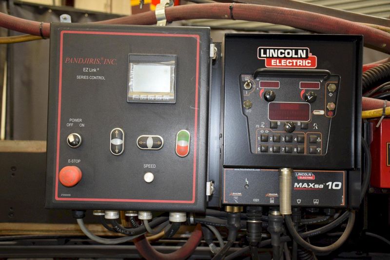 120" X 3/8" PANDJIRIS MODEL 120I-50 SEAM WELDER WITH LINCOLN POWERWAVE: STOCK # 71485