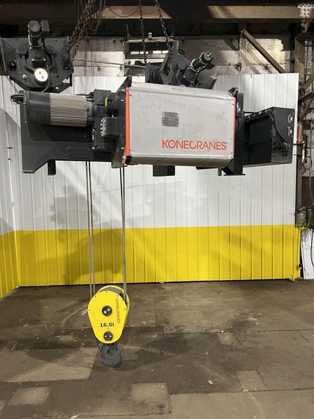 17.5 TON (2014) KONE-CRANES MODEL #CXT60410160P75GGN0S SINGLE GIRDER OVERHEAD CRANE HOIST & TROL