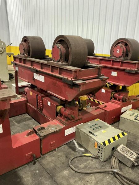 300 TON X 120" DIAMETER WELDWIRE MODEL #CAS-150 TRACK MOUNTED POWERED TANK TURNING ROLLS, 1 DRIV