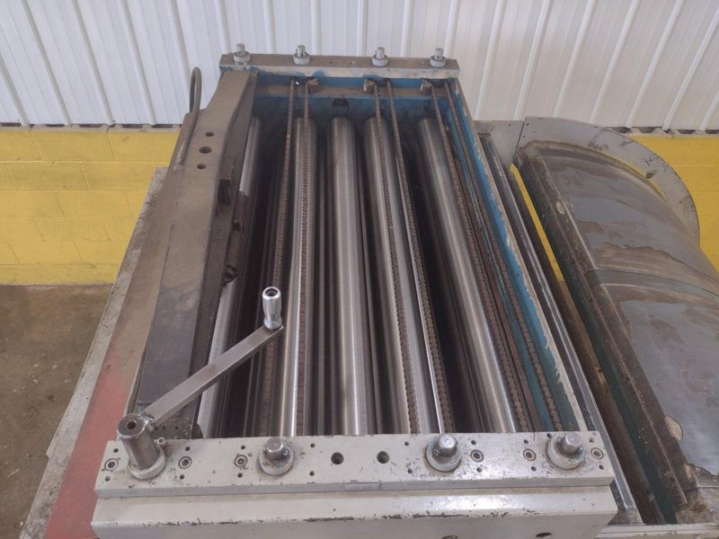 20,000 LB 10 TON X 48" RED BUD (RBI) MOTORIZED COIL REEL / UNCOILER & STRAIGHTENER FEED LINE: ST