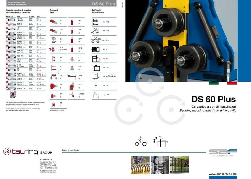 2" x 2" x 3/8" TAURING MODEL #SAF DS60 HYDRAULIC ANGLE ROLL BENDER, NEW 2003: STOCK #22814