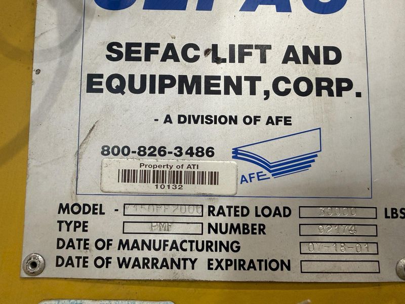(4) 15 TON SEFAC MODEL #M120BF2000 MOBILE RAIL CAR LOCOMOTIVE COLUMN JACK LIFTS, 120,000 LBS TOT