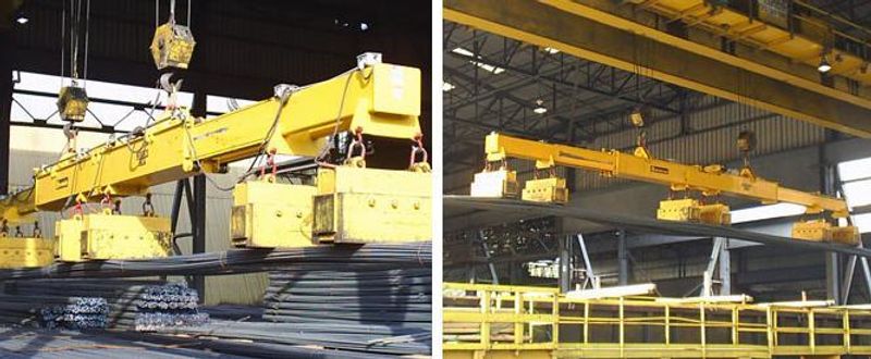53 TON (107,500 LBS) BUSHMAN MODEL #MT420 TELESCOPING MAGNETIC LIFTING SPREADER BEAM  W/ OHIO MA