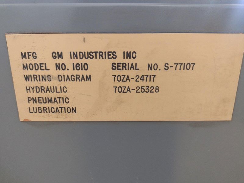 17" X 60" GM SPRINGFIELD MODEL 1610 ENGINE LATHE, 1.75" HOLE: STOCK 17347