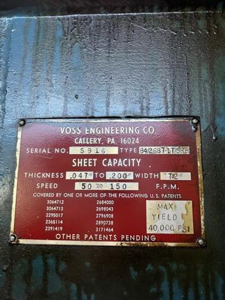 72" x .200" x 50,000# Voss cut to length line, Stock# 10962