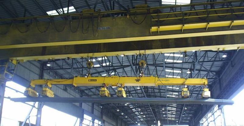 53 TON (107,500 LBS) BUSHMAN MODEL #MT420 TELESCOPING MAGNETIC LIFTING SPREADER BEAM  W/ OHIO MA