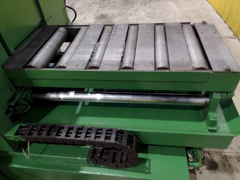 12" X 12" HYD-MECH MODEL #H-12A FULL AUTOMATIC FEED HORIZONTAL BANDSAW PLC 100 CONTROLS: STOCK #