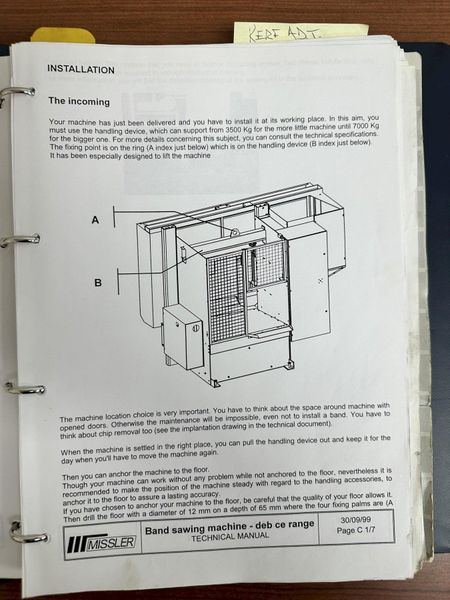 13.4" X 13.4" MISSLER MODEL #DEB-340-CE AUTOMATIC HORIZONTAL BANDSAW, NEW 2000: STOCK #19627