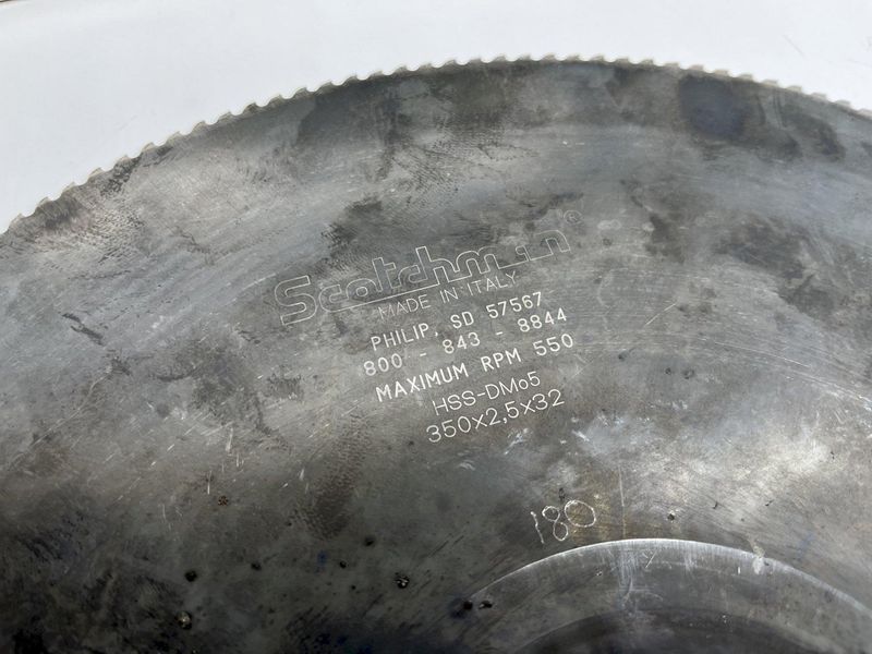 350x2,5x32 SCOTCHMAN HSS-DMo5 SAW BLADE [MAX RPM 550] STOCK #15774
