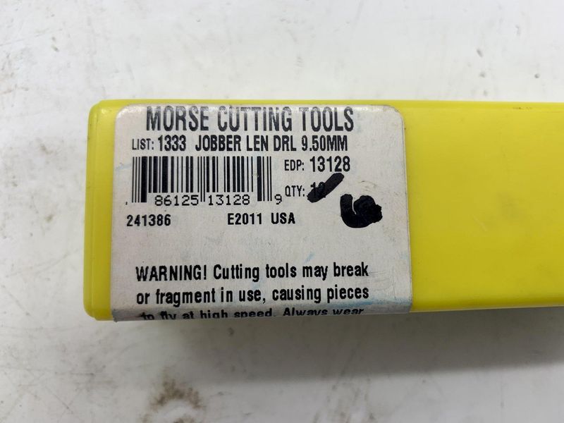 (5) 9.50mm X 5" MORSE MODEL 1333 HSS JOBBER DRILL BIT: STOCK #15529