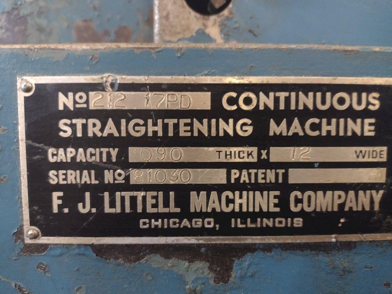12" X .090" LITTELL MODEL #212-17PD POWERED COIL STRIP STRAIGHTENER: STOCK 15289