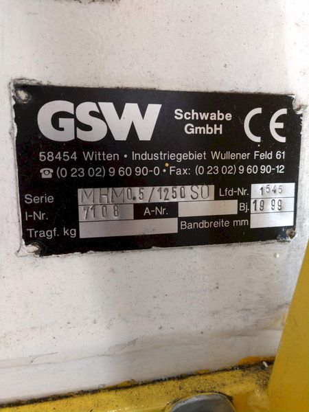 1,100 LBS X 16" GSW MODEL #MHM0.5/1250SO SERVO MOTORIZED COIL REEL UNCOILER: STOCK 12986