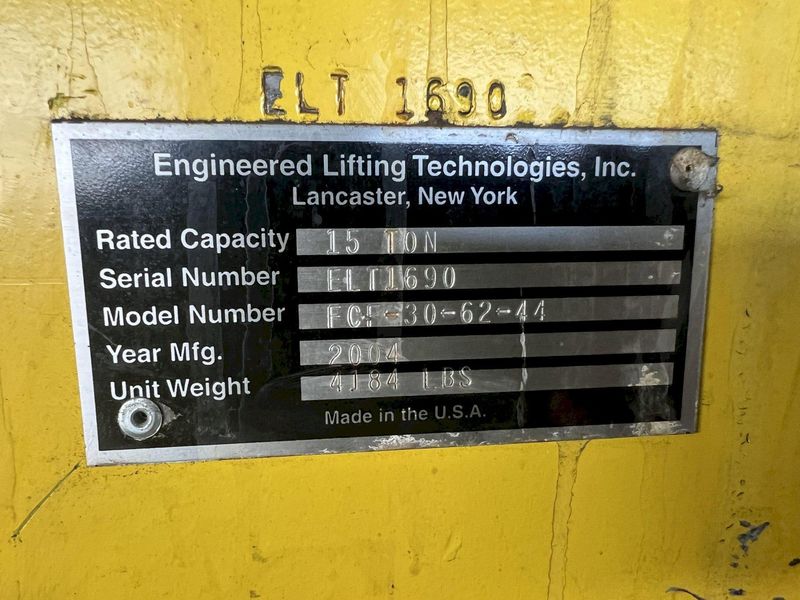 30,000 LB 15 TON ENGINEERED LIFTING TECHNOLOGIES SKID PALLET LIFTER: STOCK #10602