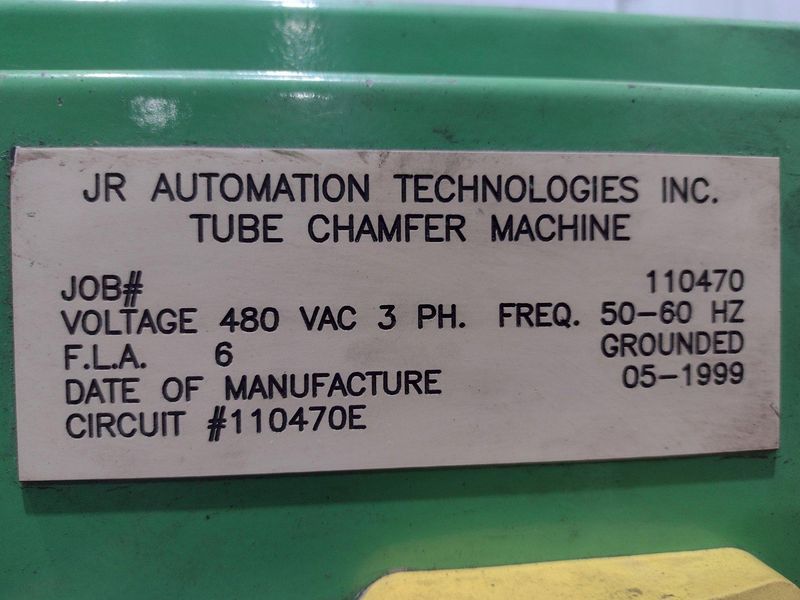 2.5" JR AUTOMATION TUBE DEBURRING & ID CHAMFERING MACHINE: STOCK #19033
