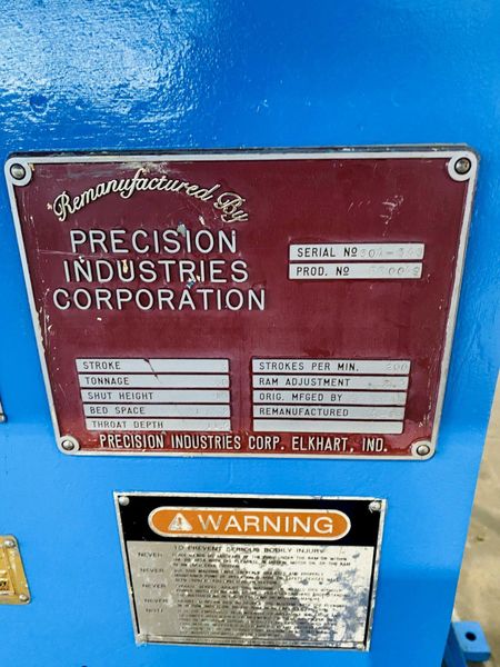 60 TON FEDERAL / PRECISION INDUSTRIES OBI PRESS, 3" STROKE: STOCK #14978