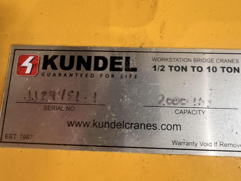 1 TON X 72" KUNDEL 360° FREE STANDING JIB CRANE: STOCK #19511