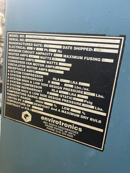 36" X 36" ENVIROTRONICS MODEL #ST27 ENVIRONMENTAL TESTING CHAMBER: STOCK #15427