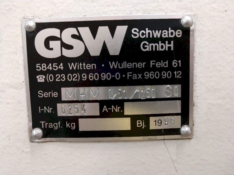 1,100 LB X 16" GSW MODEL #MHM0.5/1250SO SERVO MOTORIZED COIL REEL UNCOILER, NEW 1996: STOCK 1298