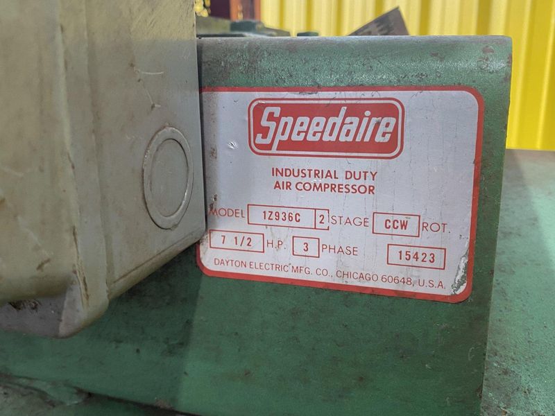 7.5 HP SPEEDAIRE RECIPRICATING AIR COMPRESSOR WITH HORIZONTAL TANK: STOCK #16560