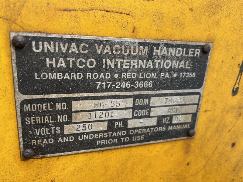 15,000 LBS X 20' UNIVAC MODEL #HG-55 VACUUM SHEET LIFTER: STOCK #13354