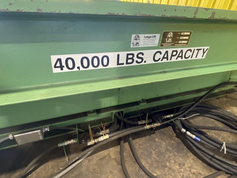 40,000 LBS X 10' X 7' LANGE-LIFT HEVI-HAUL HYDRAULIC SCISSOR LIFT TABLE WITH TILTING DECK: STOCK