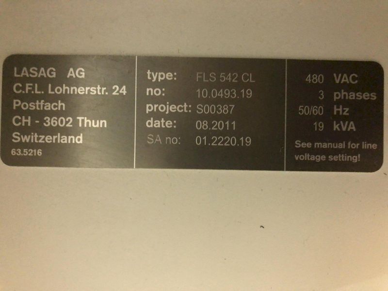 500 WATT ROFIN-LASAG MODEL #FLS-542CL SOLID STATE LASER POWER SOURCE: STOCK #18558