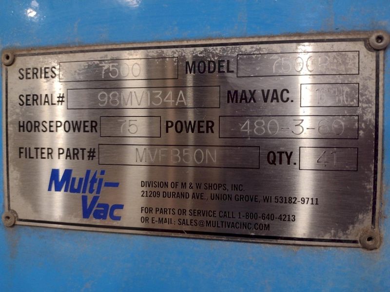 75 HP X 2 YARD MULTI-VAC MODEL #7500 MILLENIUM SERIES PORTABLE TRAILER MOUNTED VACUUM SYSTEM: ST