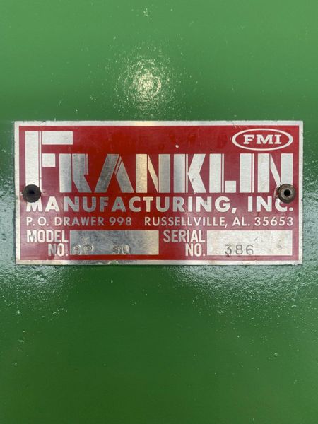 50 TON FRANKLIN (FMI) MODEL #SP-50 HYDRAULIC CUTOFF PRESS: STOCK #16972