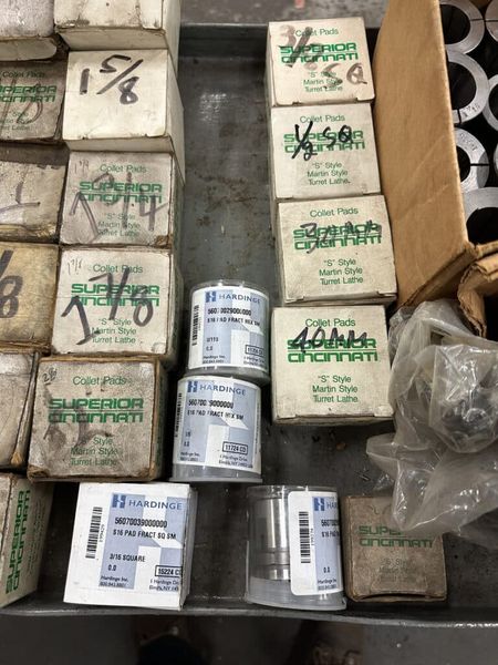 Superior Cincinnati / Hardinge “S” Style Master Collet Chuck, Collet Pads and Slit Collets
