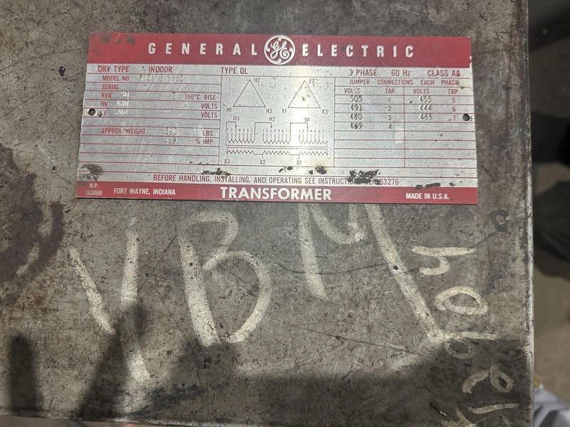 30 KVA 240/480 VOLT HT TRANSFORMER: STOCK 12904