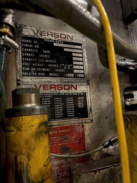 400 ton Verson S2-400-120-60t Straight Side Mechanical Metal Stamping Press, REBUILT 2021-2022!
