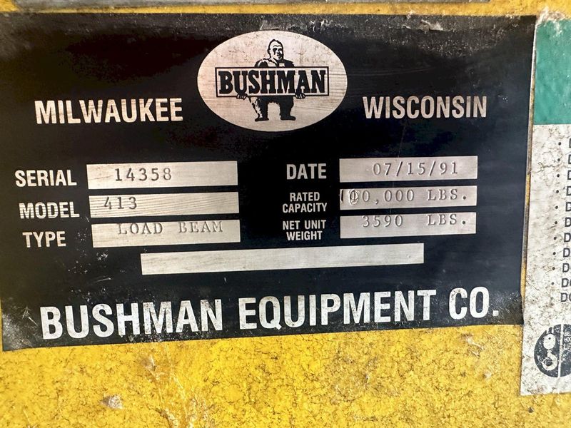 50 TON X 20' BUSHMAN MODEL #413 LOAD BEAM CRANE  LIFT  SPREADER BAR: STOCK #21347