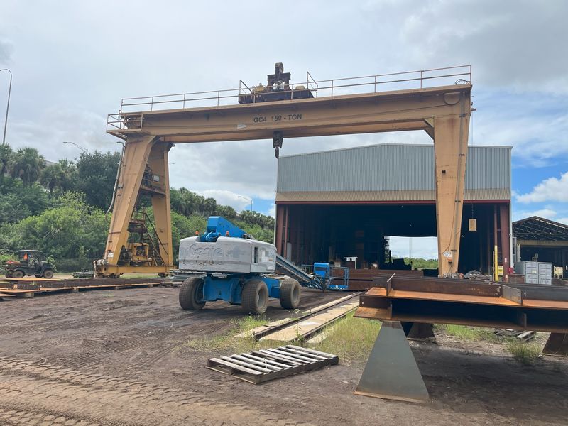 150 Ton Double Girder Mobile Gantry Crane 58′ Wide 30′ High Clearance