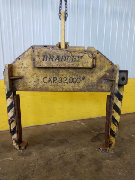 32,000 LB 16 TON X 20" TO 74" X 72" OD BRADLEY CRANE MOTORIZED COIL GRAB: STOCK 13231
