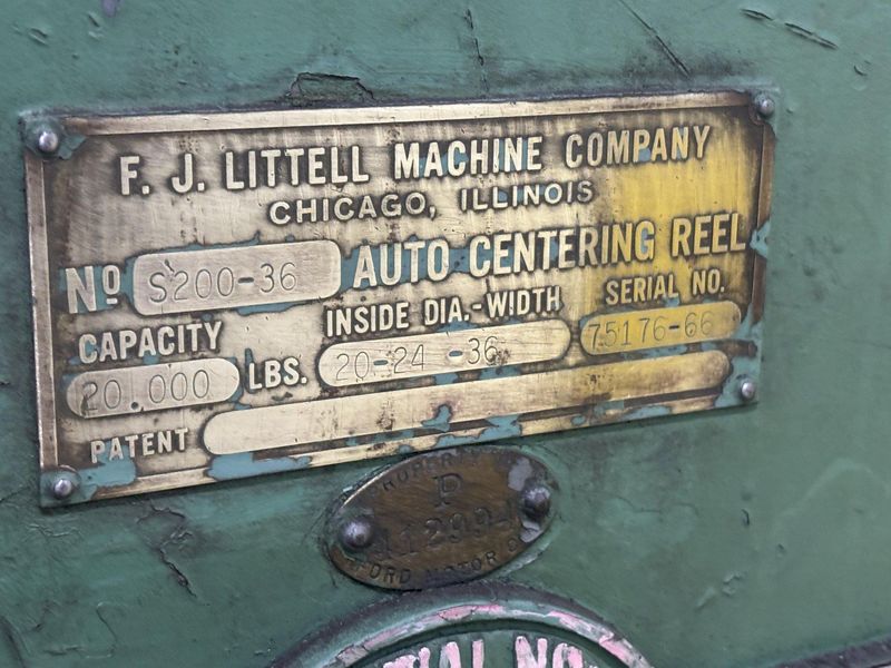 20,000 LBS X 36" LITTELL MOTORIZED COIL REEL UNCOILER & COIL CAR: STOCK #22519