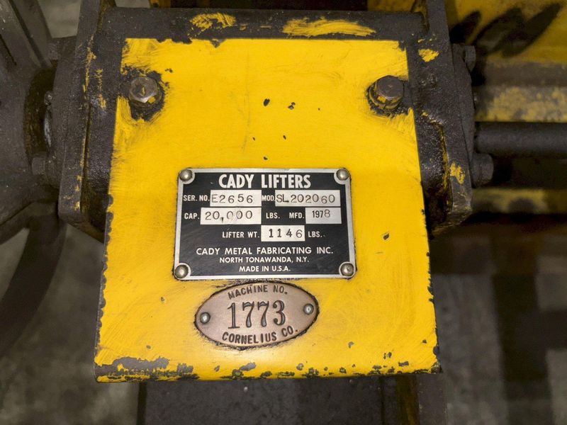 20,000 LBS (10 TON) X 84" X 20"-68" CADY ADJUSTABLE SHEET LIFTER: STOCK #23006