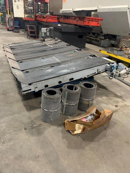 USED MET-FAB 3/8 X 10 SHEAR CONVEYOR WITH PNEUMATIC SHEET SUPPORTS, Stock# 10925