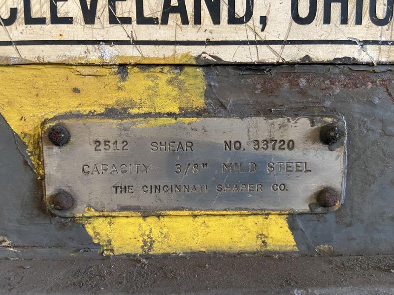 12' x 3/8" CINCINNATI MODEL #2512 MECHANICAL POWER SQUARING SHEAR: STOCK #20738