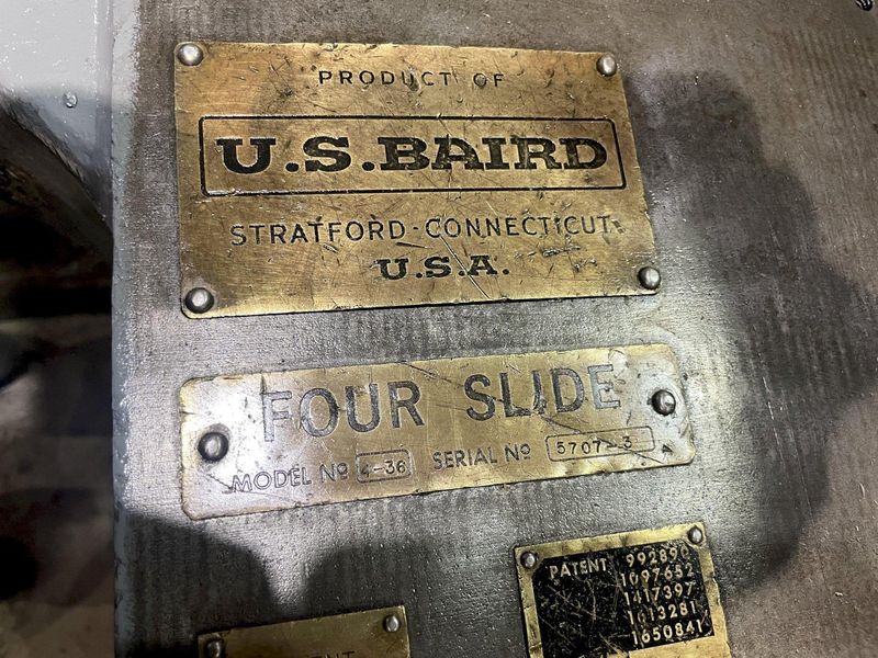 1/4" X 36" US BAIRD MODEL #4-36 FOUR SLIDE WIRE FORMING MACHINE: STOCK #15697