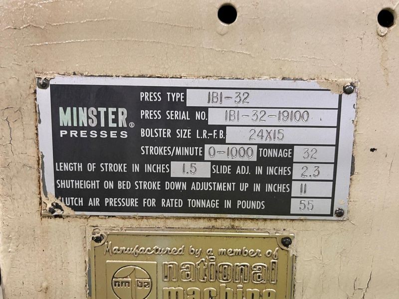 32 TON MINSTER GAP PRESS  MODEL 1B-1-32: STOCK #77513