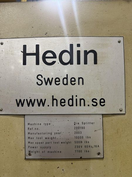 10,000 LB x 78" x 51" HEDIN POWERED DIE SET SPLITTER SEPERATOR: STOCK #21945