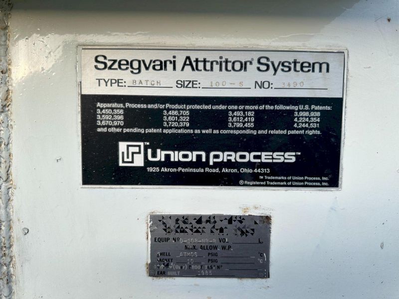 Union Process | Szegvari Attritor 
20Hp / 100-Gallon Vessel